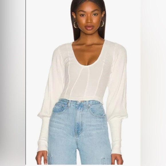 Free People Tops - Free People Petra White Cream Long Sleeve Cotton Corset Top Women’s XL